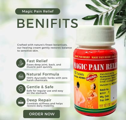Magic Pain Relief Capsules - Targeted Pain Relief- Natural Herbal Formula- Pack of 5 (60 Capsules Each) Magic Pain Relief Capsules - Targeted Pain Relief- Natural Herbal Formula- Pack of 5 (60 Capsules Each)