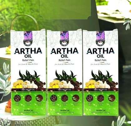 Artha Herbal Pain Relief Oil for Joint, Muscle & Back Pain (Pack of 3 - 300ml)
